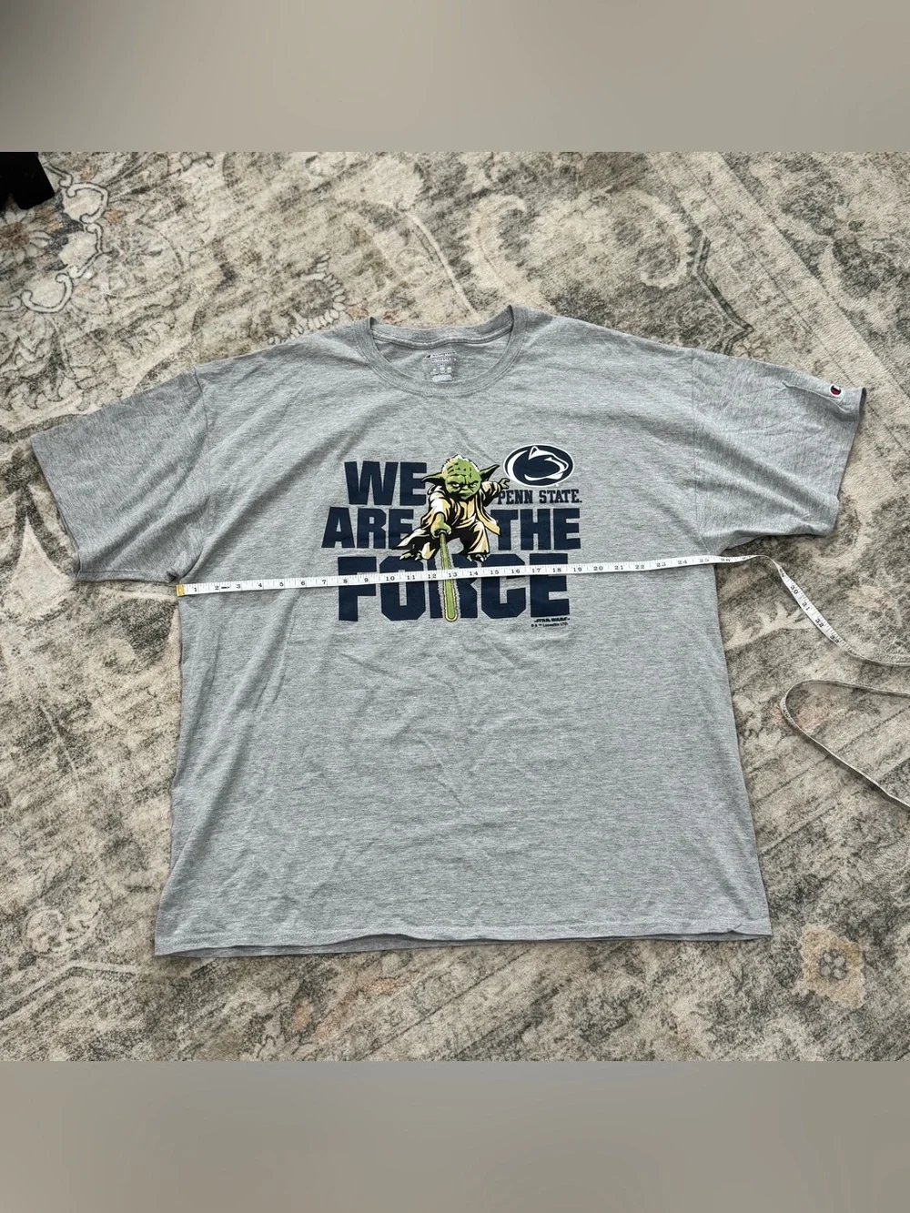 Vintage Champion Penn State X Star Wars Yoda T-Shirt 2XL Gray - Picture 3 of 5